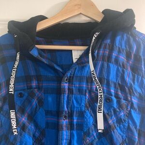 Uniform Experiment hoodie/plaid button up